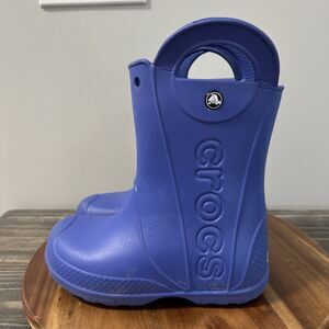Crocs Youth Size J 1 Handle It Rain Boots Kids Child Blue Shoes